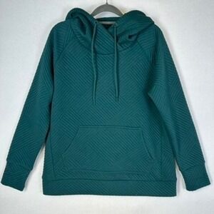 GreenTea Quilted Geometric Pattern Hoodie Teal Emerald GreenSmall S